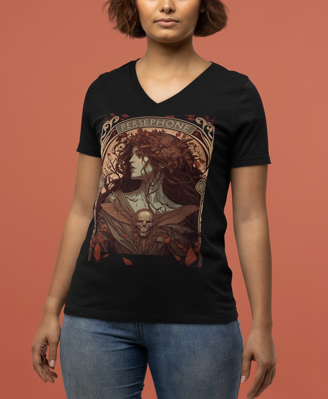 Persephone Tarot Card Vneck Shirt Mythology Shirt Poet Shirt Greek