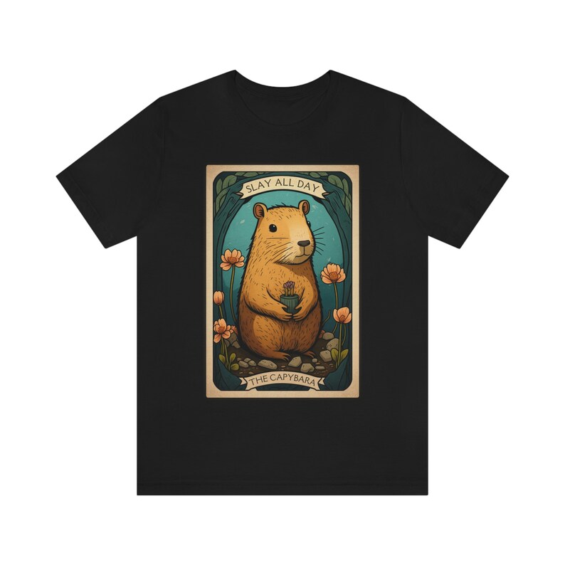 Capybara Tarot Card Shirt Capybara Tarot Shirt Capybara Shirt Tarot Card T Shirt Tarot Shirts Women Cottagecore Shirt Botanical Tarot Shirt image 4