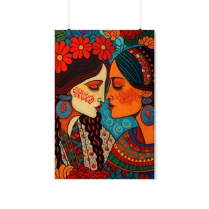Mexikanische Volkskunst Sapphic Art Print Lesbian Wall Art Sapphic Queer Art Lesbian Art Print Queer Art Print WLW Art Lesbian Poster Bild 6