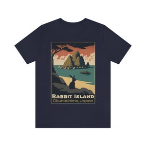Rabbit Island Shirt Rabbit Island Japan Rabbit Shirt Year of the Rabbit Shirt Bunny Shirt Vintage Poster Style TShirt Travel Poster Tee image 7