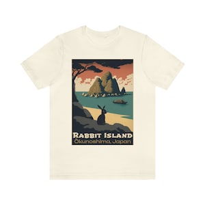 Rabbit Island Shirt Rabbit Island Japan Rabbit Shirt Year of the Rabbit Shirt Bunny Shirt Vintage Poster Style TShirt Travel Poster Tee image 6