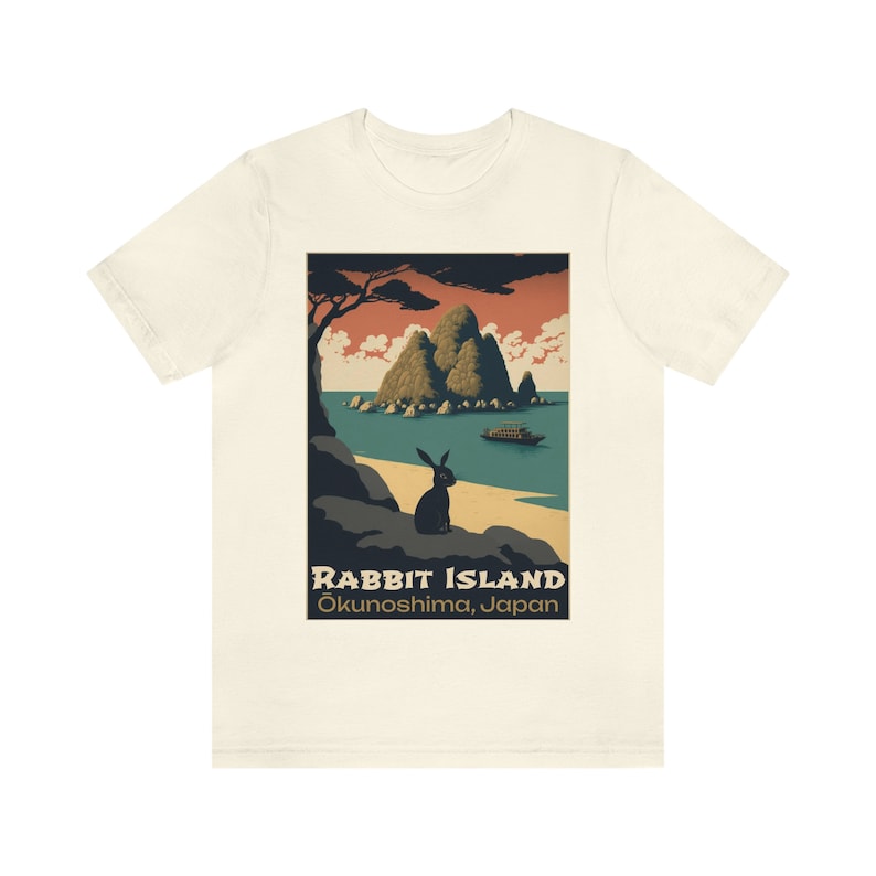 Rabbit Island Shirt Rabbit Island Japan Rabbit Shirt Year of the Rabbit Shirt Bunny Shirt Vintage Poster Style TShirt Travel Poster Tee image 6