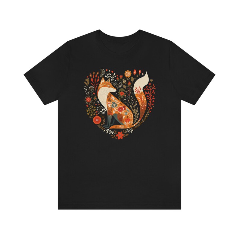 Floral Fox Shirt Cottagecore Shirt Cottage Core Shirt Cottagecore Clothing Cottagecore Clothes Botanical Shirt Folk Art Tee image 7
