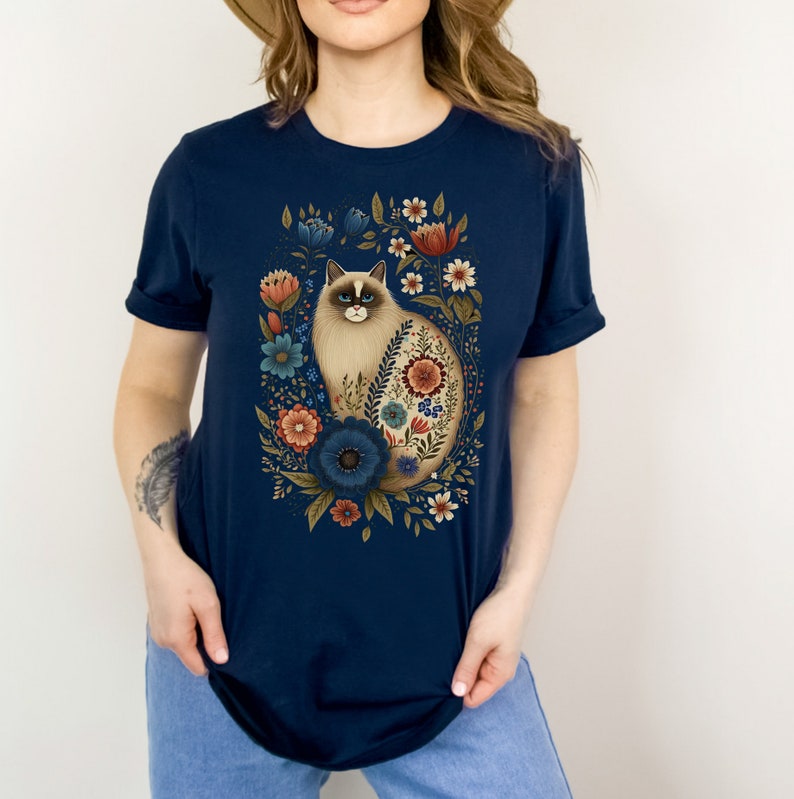 Floral Ragdoll Cat Shirt Cottagecore Shirt Cottagecore Clothes Ragdoll ...
