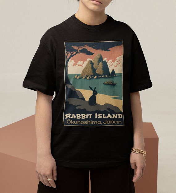 Rabbit Island Shirt Rabbit Island Japan Rabbit Shirt Year of the Rabbit Shirt Bunny Shirt Vintage Poster Style TShirt Travel Poster Tee