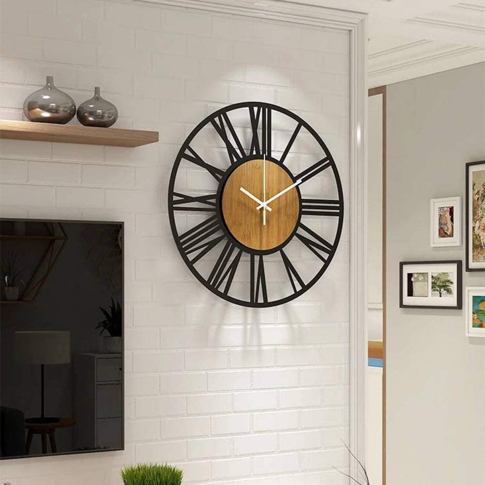 40cm Round Wall Clock Black for Living Room Decor Etsy