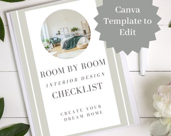 Editable Printable Interior Design Checklist, Room by Room list, Construction Binder , New Construction Checklist, Home Project Planner