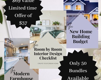 Limited Time Bundle - Top 3 Items - Printable Home Construction Planner, Budget Binder, New Construction Checklist, Project Planner