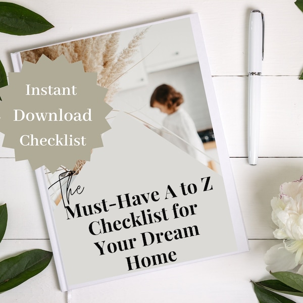 Printable New Home Construction Checklist, Dream Home list, Home Bucket List, Real Estate List, Home Project Planner