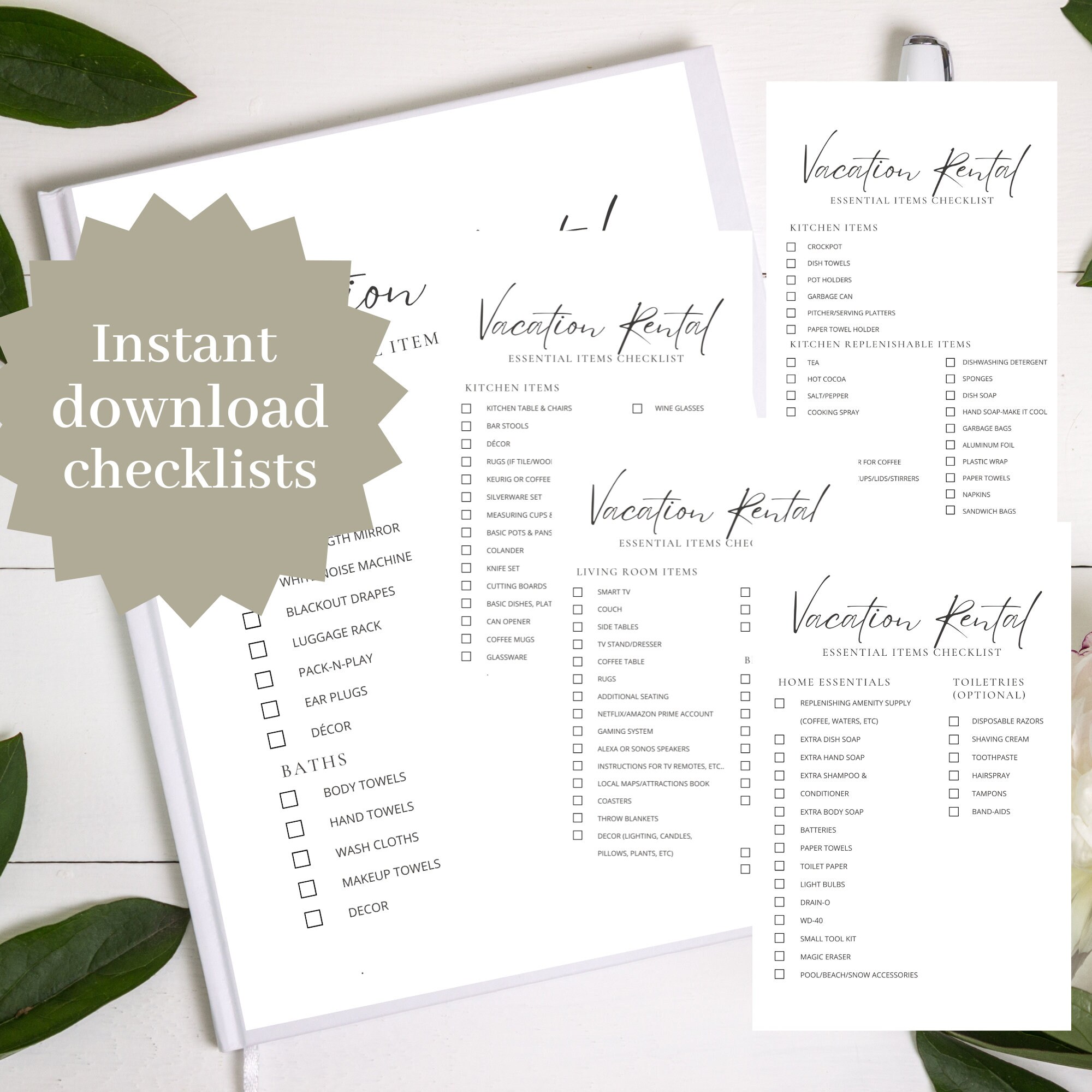 Vacation Rental Checklist.pdf Airbnb Checklist, Essential Items List, Vacation Rental Inventory ...