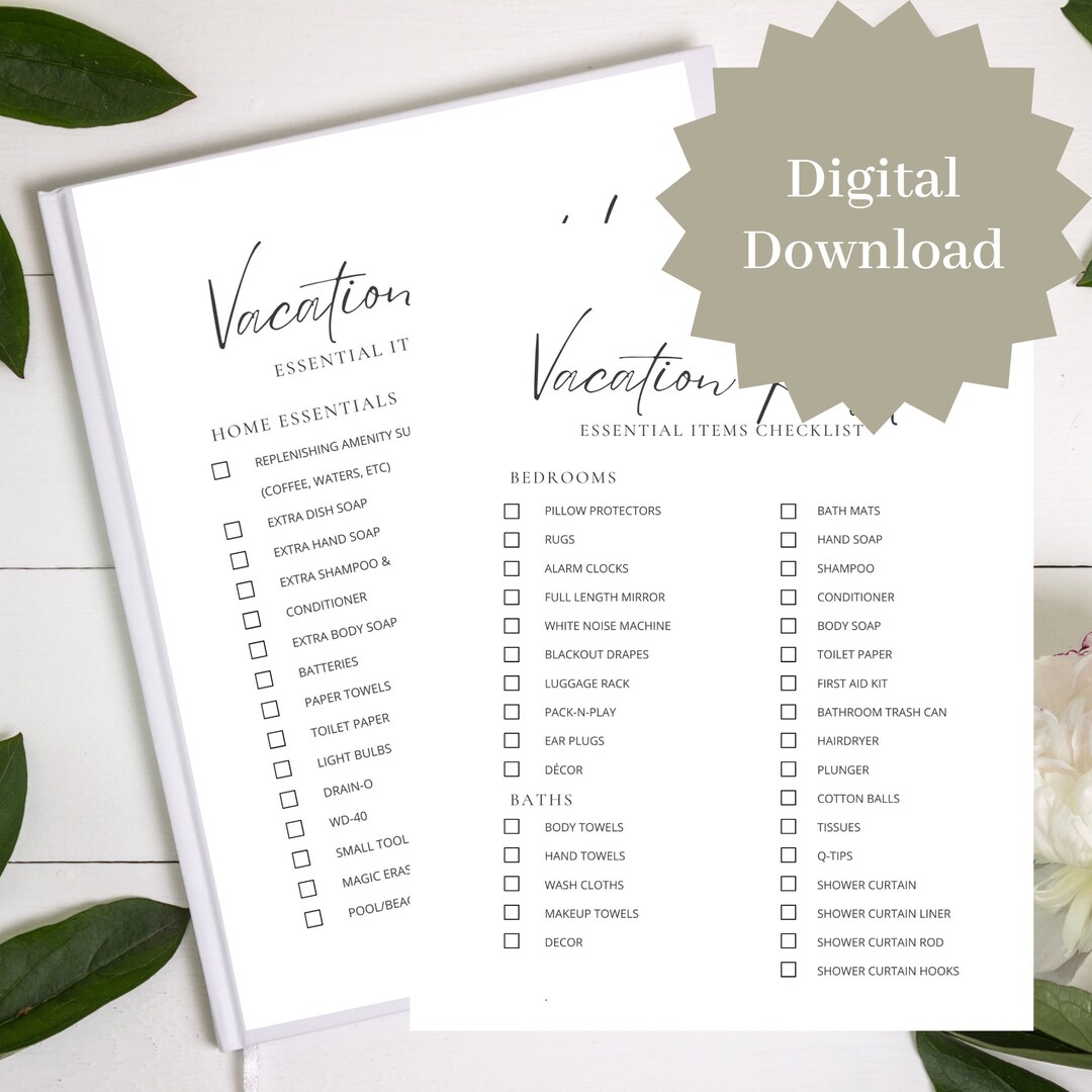 Vacation Rental Checklist.pdf Airbnb Checklist, Essential Items List, Vacation Rental Inventory ...