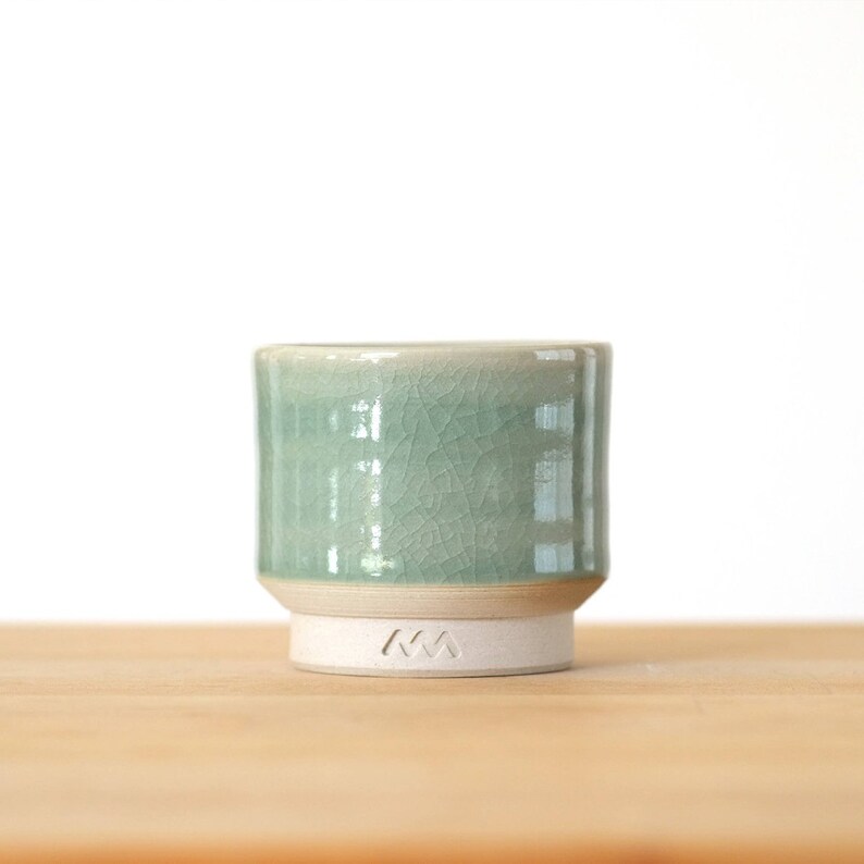 Authentieke Ōbori Soma-Yaki matcha beker cadeauset van 2 | Asemi Co. Handgemaakte theekopjes met gebarsten glazuur natuurlijke klei Zen cadeau voor thee, koffie, sake afbeelding 6