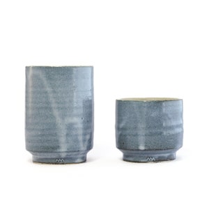 Japanese Tea Cup, Asemi Co. Shigaraki-Yaki Blue Traditional Handcrafted Natural Clay Matcha Cup, Unique Gift - Green Tea, Coffee, Espresso