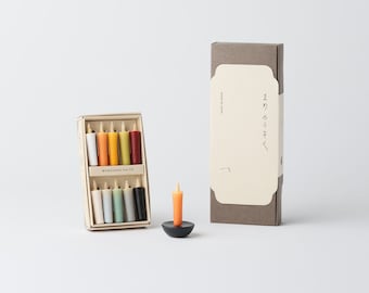 Japanese Colorful Rice Wax Candle Gift Set, 10 Cozy Organic Rice Wax Candles With Stand, Unique Handmade 100% Natural By Daiyo Candle