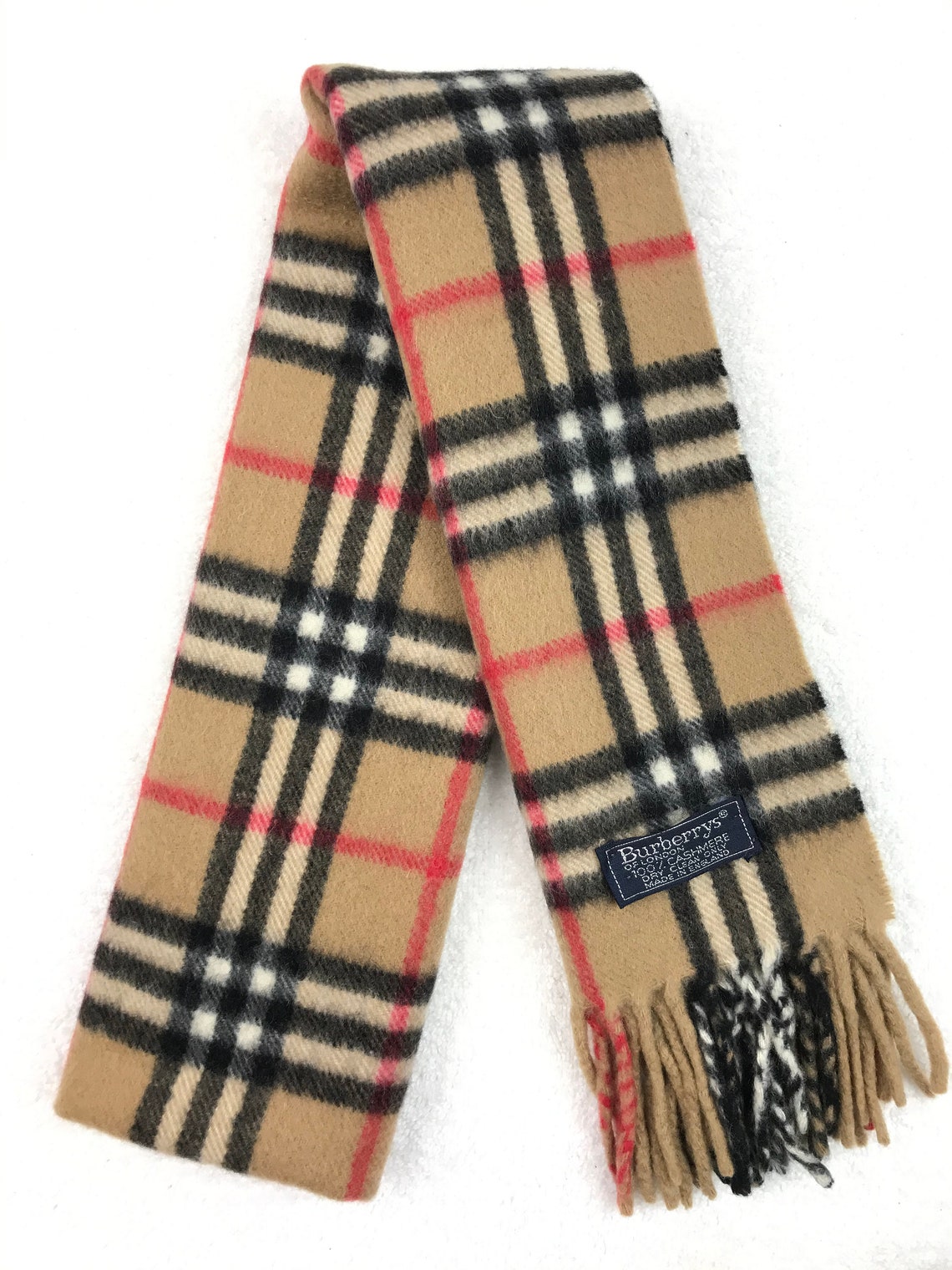 Vintage Burberry Scarf Muffler Wool Cashmere Nova Check Etsy