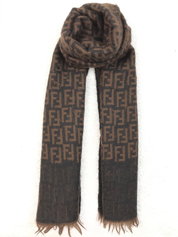 Vintage auténtico Fendi bufanda silenciador lana cachemira -