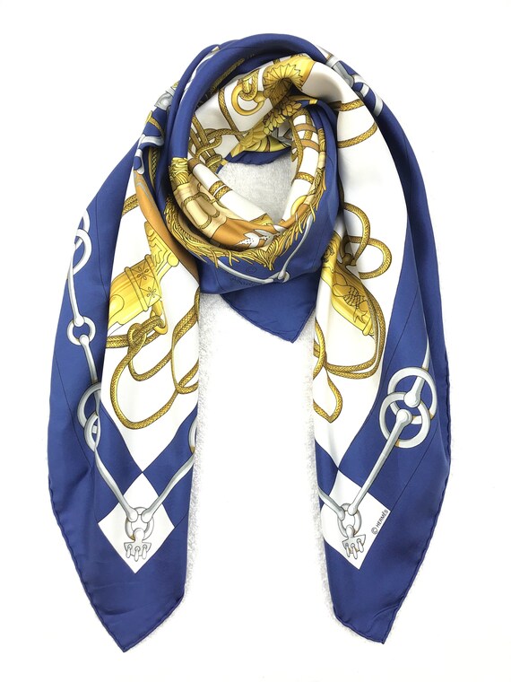 Bufanda de seda vintage Hermes diseñada por - Etsy España