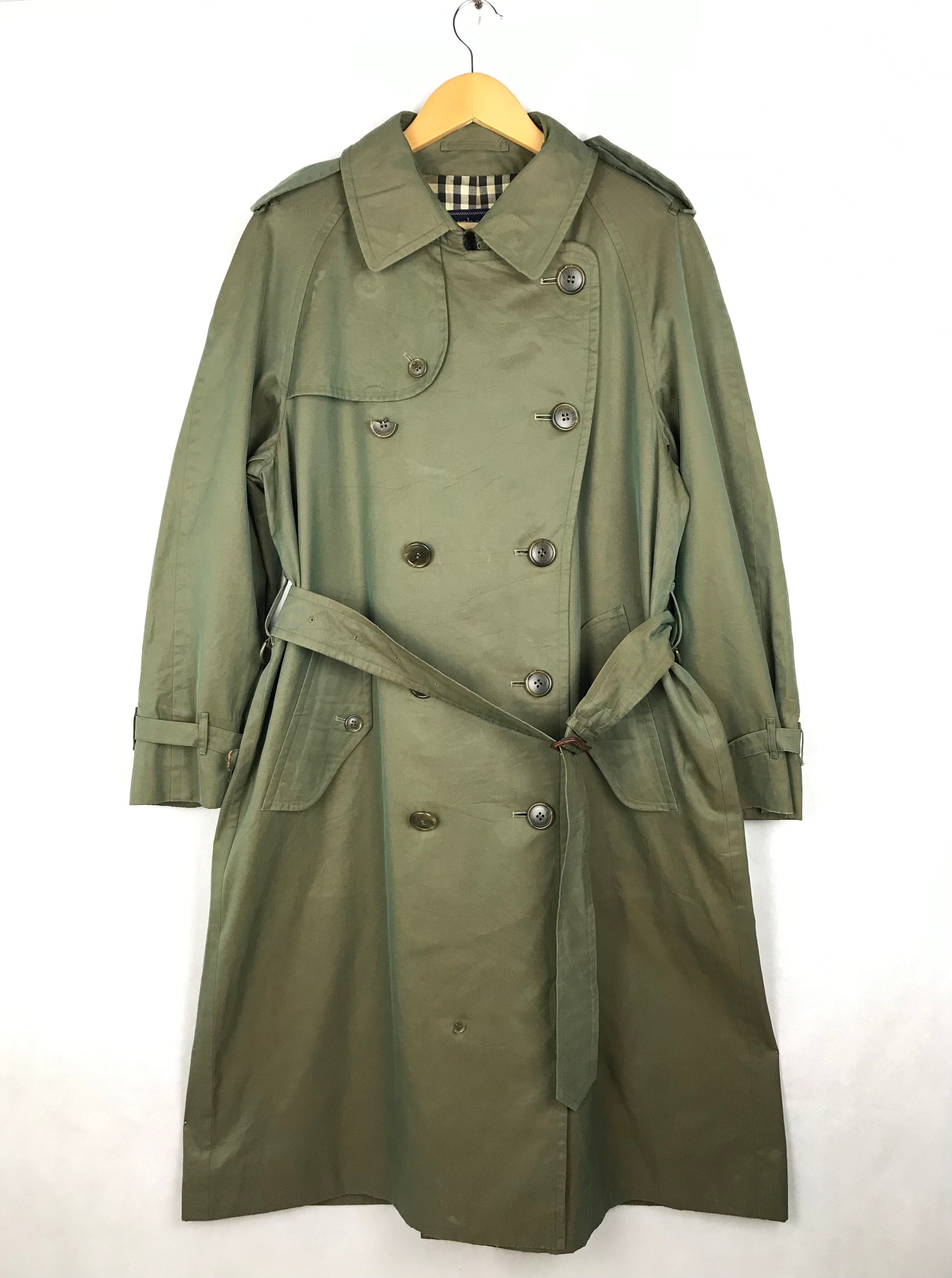 vintage green burberry trench coat