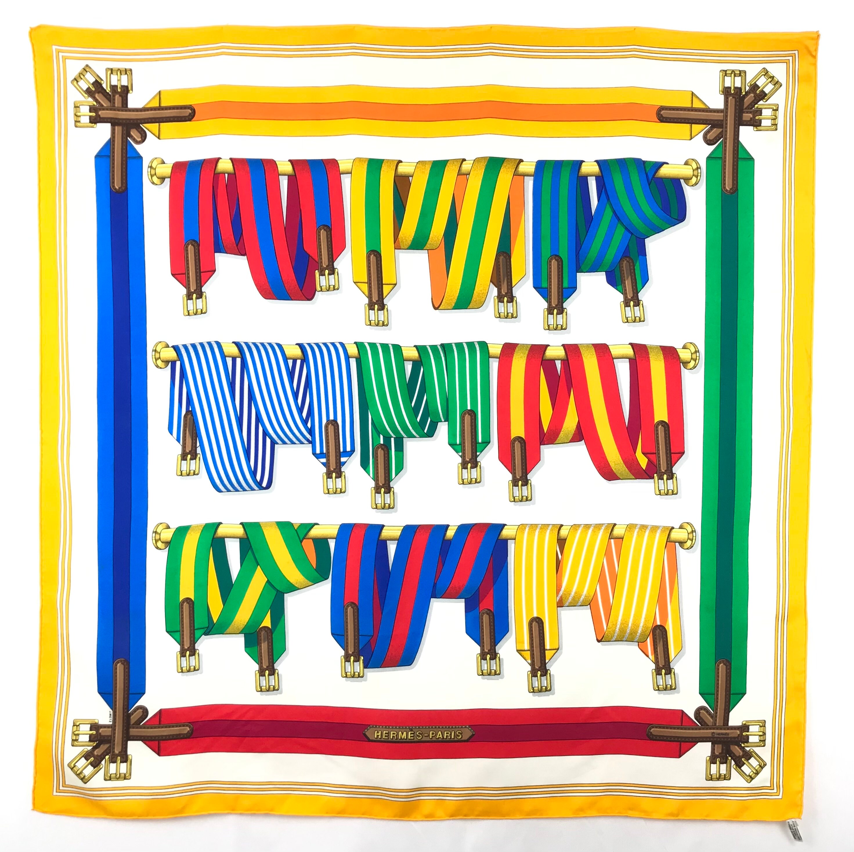foulard hermes les sangles par joachim metz carre 90