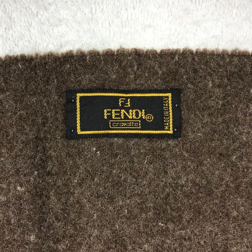 Vintage Authentic Fendi Scarf Muffler Wool Cashmere Nova Check Classic order Wrap Winter Personalized Gifts Fendi Monogram Rare Christmas Luxury