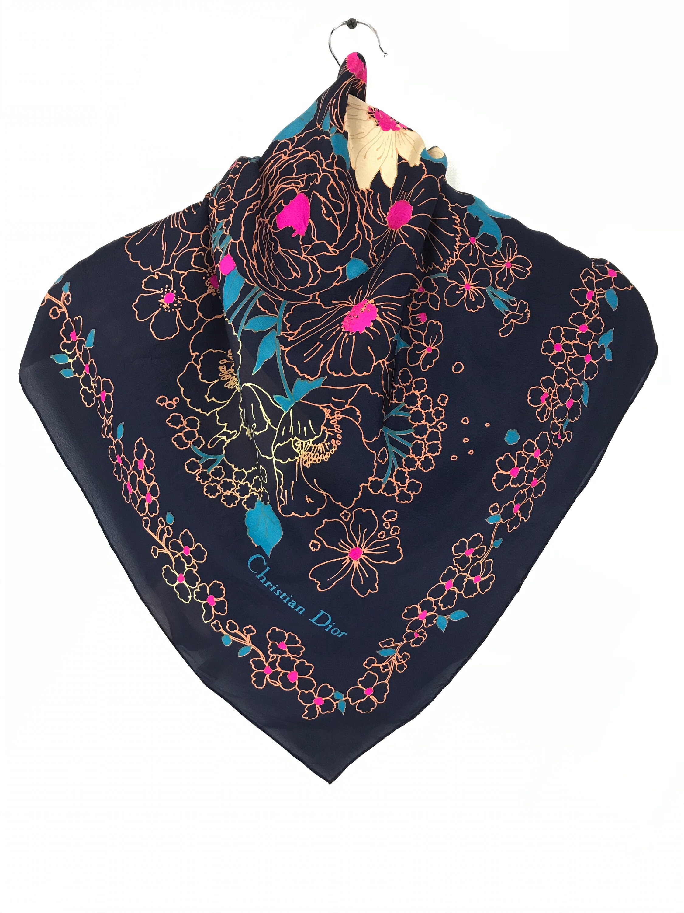 Vintage Christian Dior Silk scarf Women Shawl Babushka Etsy