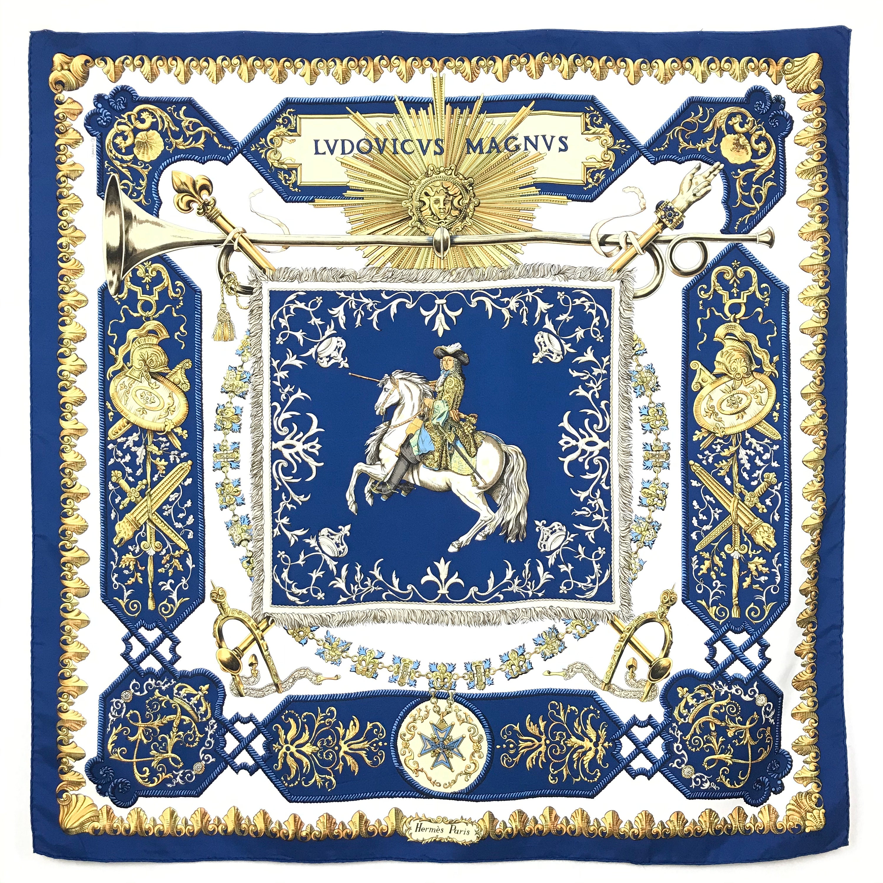 Vintage Hermes Silk Ascot Louis XIV - Ludovicus Magnus – Carre de Paris
