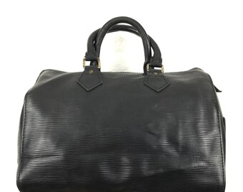 Authentic Louis Vuitton Speedy Leather Handbag Black