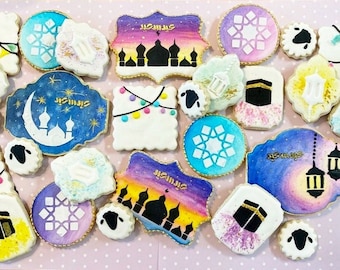 Eid Al-Adha Halal Sugar Cookies, Islamic Symbols Gift Box (12 Count)