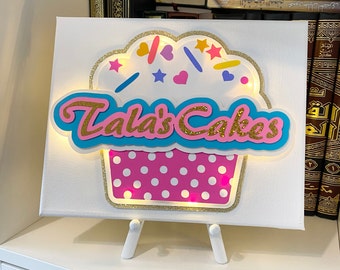 Customizable Brand Logo Signe, Bakery Logo Sign, Cupcake shape bakery sign