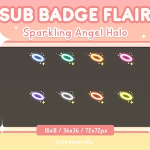 Neon Sparkling Angel Halo Twitch Sub Badge Flair -  Bit Badges -  Streamer - Stream - Rainbow - Shiny - Sparkles