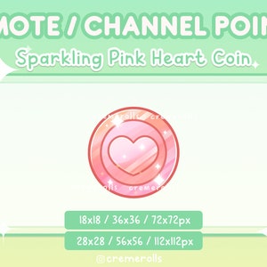 Pink Heart Coin Emote - Channel Point - Streamer - Streamer Graphics - Discord - Sparkle