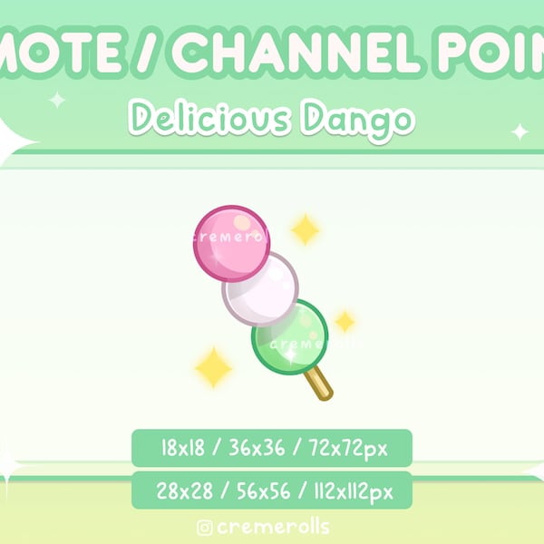 Delicious Dango Emote - Channel Point - Streamer - Streamer Graphics - Twitch - Discord - Food - Mochi - Japan - Rice Ball - Dumpling