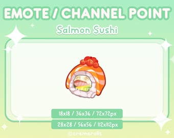 Gesto de sushi de salmón - Punto de canal - Comida japonesa - Snacks - Gráficos de streamers - Twitch - Discord