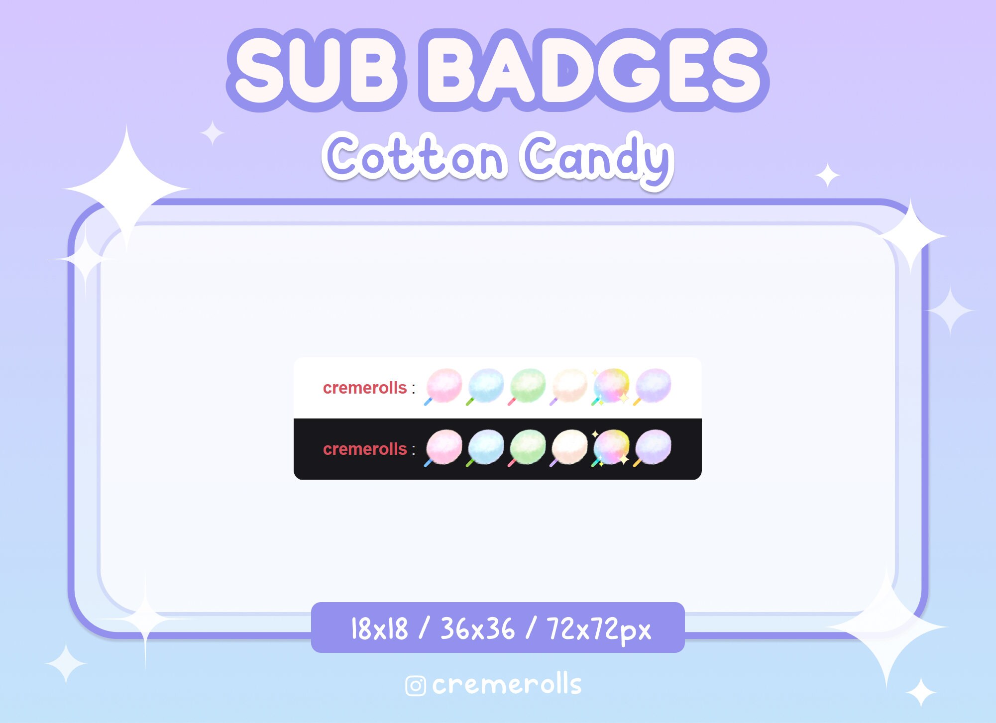 Cotton Candy / Candyfloss Twitch Sub Badges Bit Badges Kawaii Streamer ...
