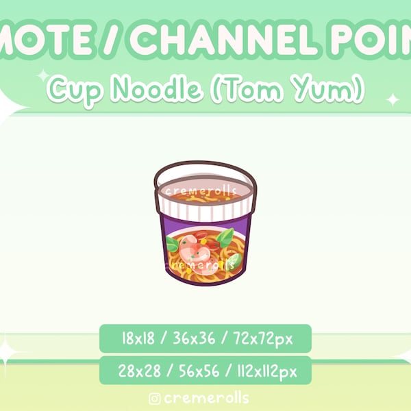 Cup Noodle Emote - Channel Point - Instant - Meal - Streamer Graphics - Twitch - Discord - Tom Yum - Thai - Spicy - Savoury