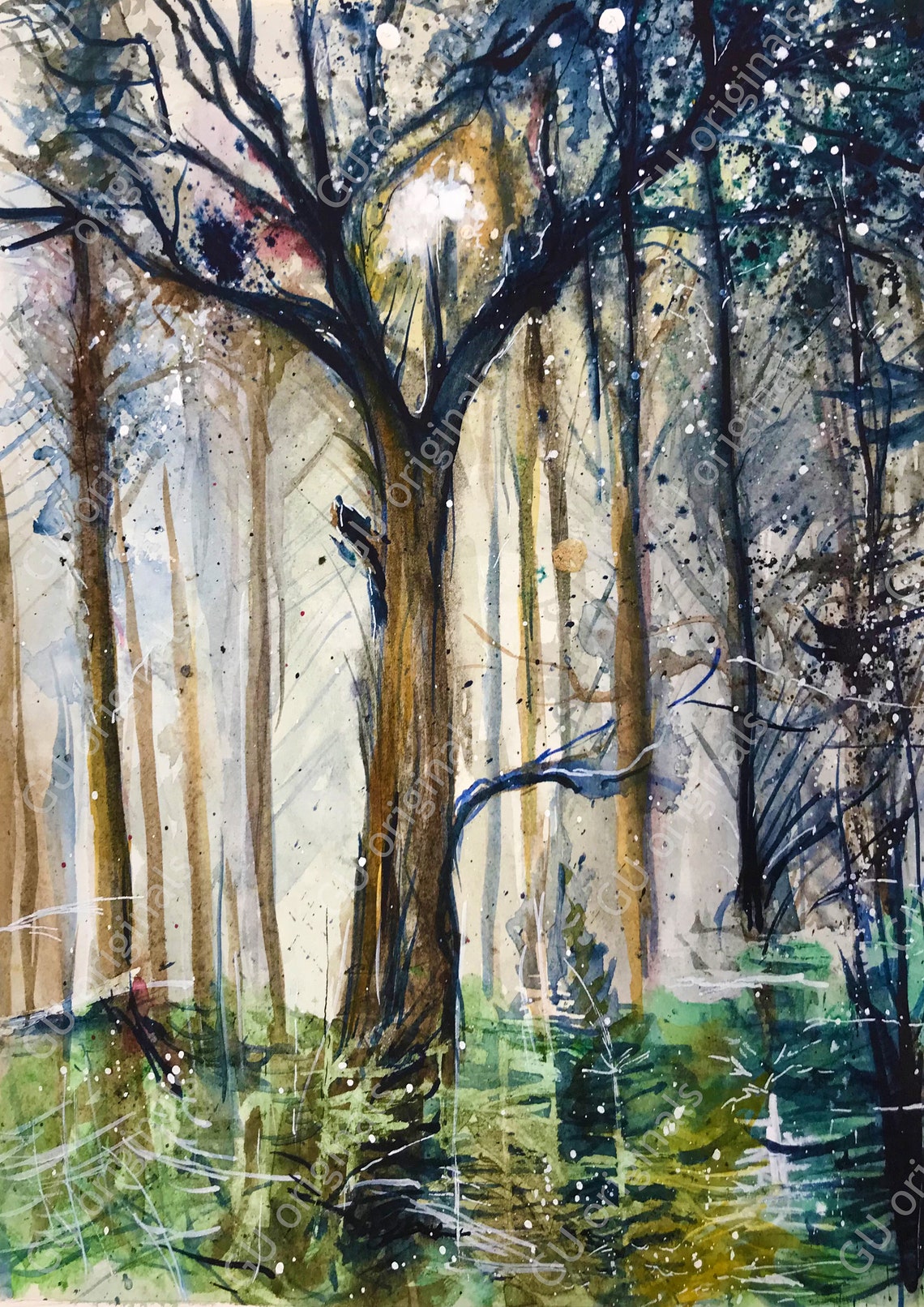 Forest Art Print Nature Print Abstract Forest Art Etsy