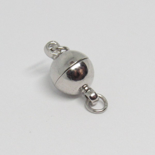 Platinum Coloured Brass Magnetic Clasps Nickel Free 14x8mm. hole 2mm, pack of 5. Jewellery making supplies, crafting.