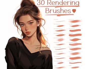 30 Rendering Brushes for Procreate, Procreate Portrait character design Brushset