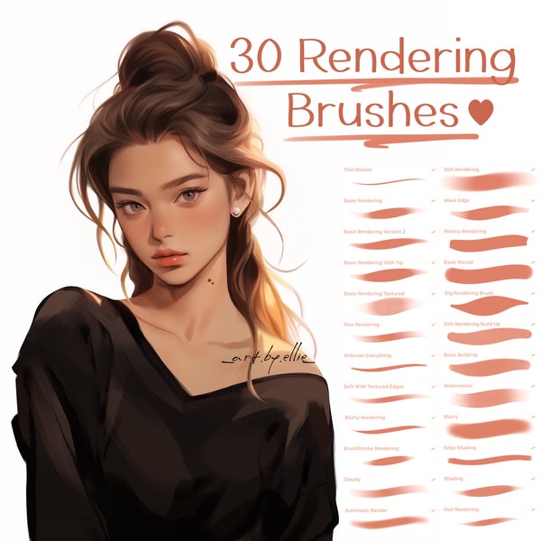 30 Rendering Brushes for Procreate, Procreate Portrait character design Brushset
