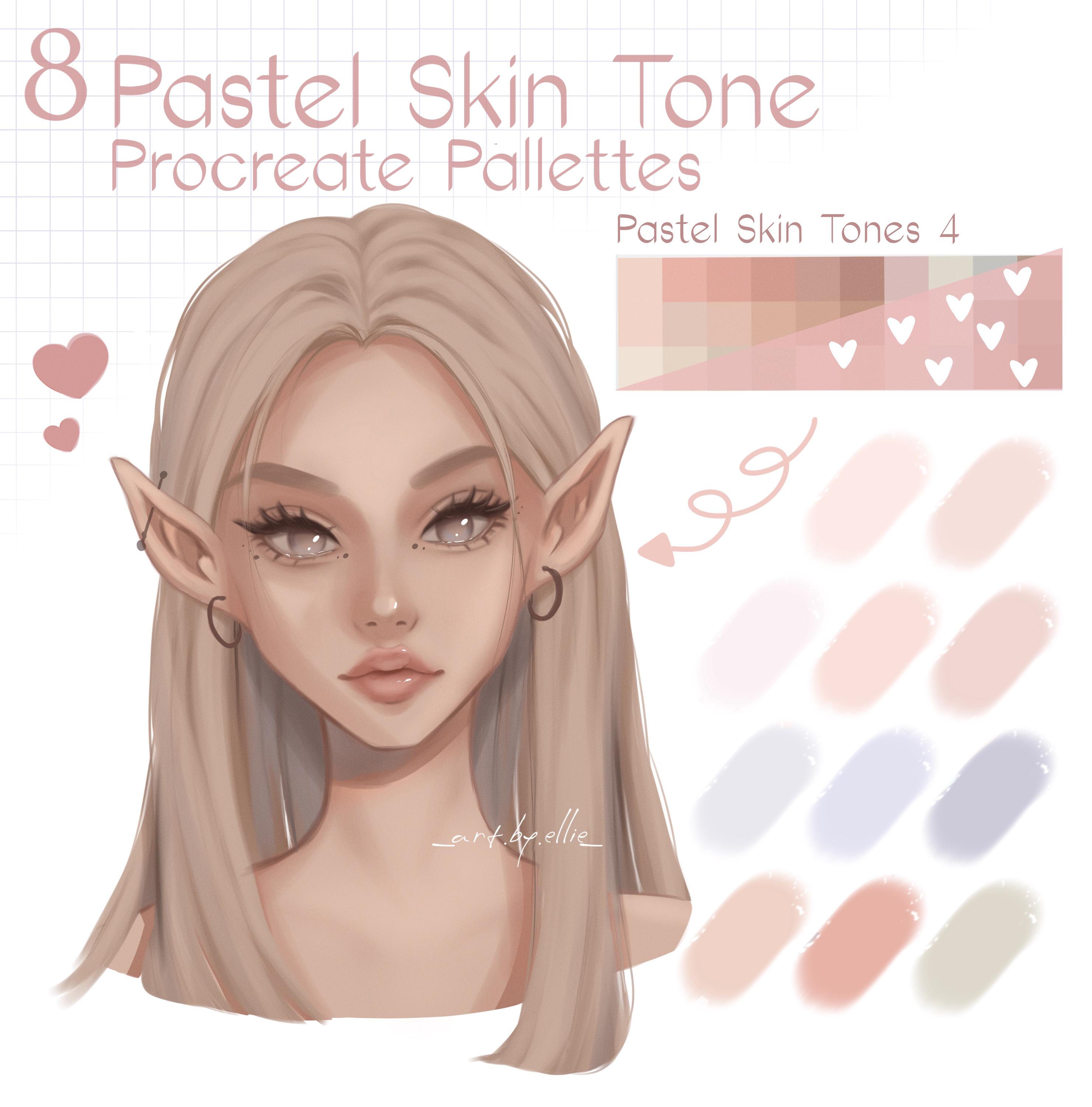 8 paletas de piel para Procreate – Muestras de colores de piel anime y pastel para arte digital fácil
