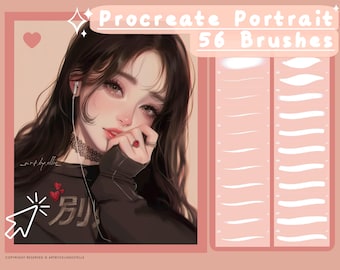 Zestaw pędzli do portretów Procreate, kolorowanie i renderowanie (Brushset.file)