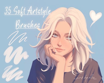 Soft Artstyle Procreate Brushes, Anime Portrait, Skin, Hair (Brushset.file)