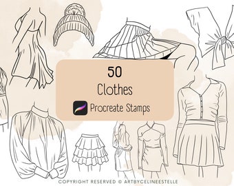 50 Procreate Clothing Fashion Stamps / Stamp Brushes