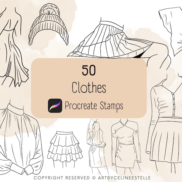 50 Procreate Clothing Fashion Stamps / Stamp Brushes