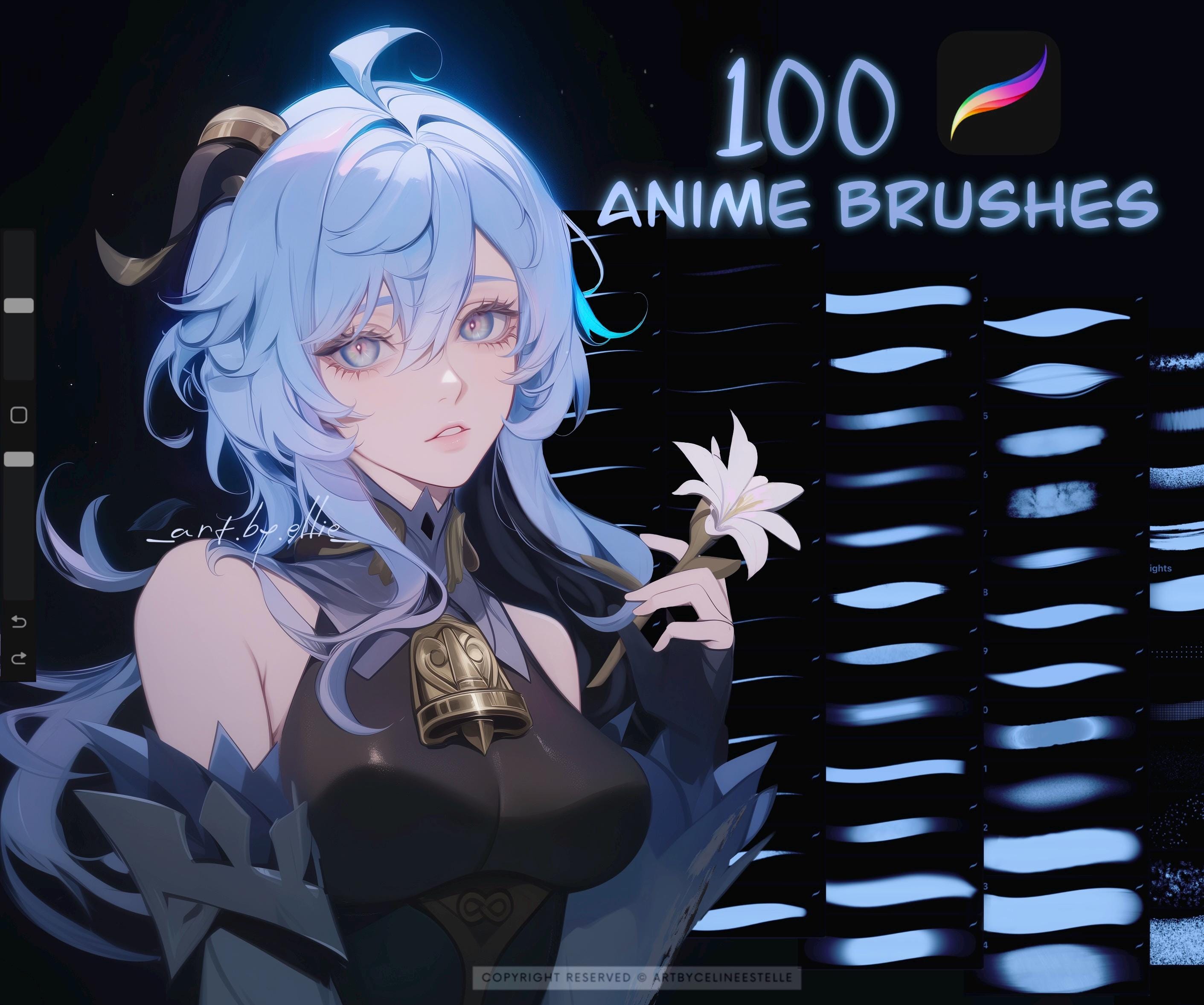 Pack de brosses Procreate Soft Anime & Manga – 100 brosses essentielles pour croquis, encrage et peinture