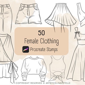 50 女性用衣類 ファッション ブラシ スタンプ Procreate 用 スタンプ ブラシ