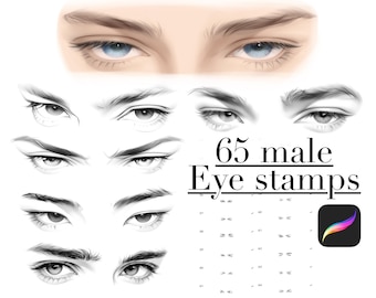 65 male Eyes Procreate Stamps, Procreate Face Eyes Brushset, Procreate Face Stamps, Procreate Portrait Stamps