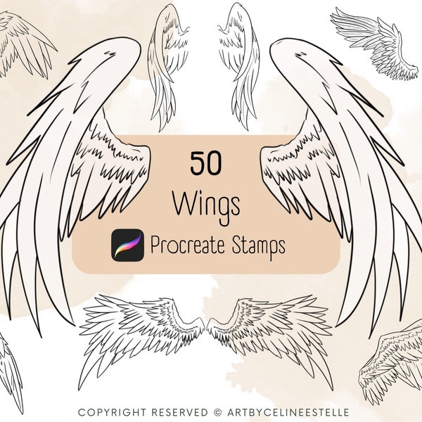 50 Procreate Angel Wings / Timbres d'ailes / Pinceaux de timbres