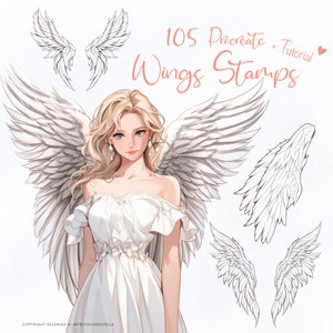 105 Procreate Wings Stamps, Wings Stampset, Wings Brushes, Feather stamps, procreate fantasy brushes, wings brushset