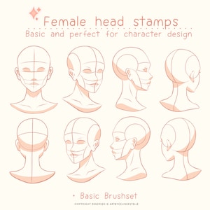 Procreate Kopfstempel, Portraitstempel, Kopfstempel, weibliches Gesicht, Procreate Brush, Brushset
